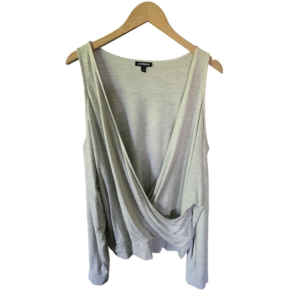 New Express Cold Shoulder Deep V Wrap Top - XL
